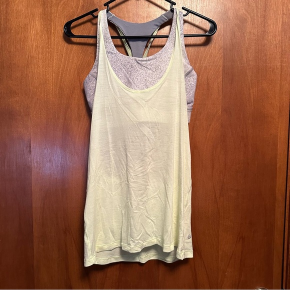 lululemon athletica Tops - Lululemon Tank Top Built in Bra Grey Yellow 6